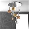 TopLight SOSP. CROMO TONDA 8 LUCI VETRI TUTTI PICCOLO (1X TR+1X AM+2X CR+ 2X OR+2x RA) 1155CR-S8 TP-MC