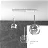 TopLight SOSP. BIANCO RETTANGOLARE 3 LUCI VETRI (GRANDE CR + MEDIO TR + PICCOLO CR) 1155BI-S3 RMIX-TC