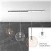 TopLight SOSP. BIANCO RETTANGOLARE 4 LUCI VETRI (1 GRANDE AM+1 MEDIO TR +2 PICCOLO(1X TR+1X AM) 1155BI-S4 RMIX-TA