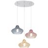 TopLight SOSPENSIONE BIANCO 3 LUCI TONDA VETRI (1 X PICCOLO AM + 1 X PICCOLO RU + 1 X PICCOLO ZA) 1191BI-S3 TP-MC