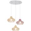TopLight SOSPENSIONE BIANCO 3 LUCI TONDA VETRI (2 X PICCOLO AM + 1 X PICCOLO RU) 1191BI-S3 TP-AR