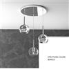 TopLight SOSP. BIANCO TONDA 3 LUCI VETRI TUTTI PICCOLO (1 X TRASPARENTE + 2 X CROMO) 1155BI-S3 TP-TC