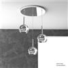 TopLight SOSP. BIANCO TONDA 3 LUCI VETRI TUTTI PICCOLO CROMO 1155BI-S3 TP-CR