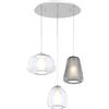TopLight SOSPENSIONE BIANCO 3 LUCI TONDA VETRI ALPHA TR + BETA TR + GAMMA FU 1176BI-S3 T ABG-TF