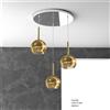 TopLight SOSP. BIANCO TONDA 3 LUCI VETRI TUTTI PICCOLO ORO 1155BI-S3 TP-OR