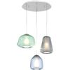 TopLight SOSPENSIONE BIANCO 3 LUCI TONDA VETRI ALPHA VE + BETA BL + GAMMA FU 1176BI-S3 T ABG-MC