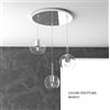 TopLight SOSP. BIANCO TONDA 3 LUCI VETRI TUTTI PICCOLO TRASPARENTE 1155BI-S3 TP-TR