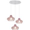 TopLight SOSPENSIONE BIANCO 3 LUCI TONDA VETRI PICCOLI RUBINO 1191BI-S3 TP-RU