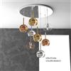 TopLight SOSP. BIANCO TONDA 8 LUCI VETRI TUTTI PICCOLO (1X TR+1X AM+2X CR+ 2X OR+2x RA) 1155BI-S8 TP-MC