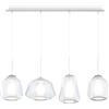 TopLight SOSPENSIONE BIANCO 4 LUCI RETTANGOLARE VETRI ALPHA + 2X BETA + GAMMA TRASPARENTI 1176BI-S4 R ABG-TR