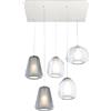 TopLight SOSPENSIONE BIANCO 5 LUCI RETTANGOLARE VETRI (ALPHA TR) (BETA 2X TR) (GAMMA 2X FU) 1176BI-S5 R ABG-TF