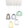 TopLight SOSPENSIONE BIANCO 5 LUCI RETTANGOLARE VETRI (ALPHA VE) (BETA TR + BL) (GAMMA FU + AM) 1176BI-S5 R ABG-MC