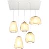 TopLight SOSPENSIONE BIANCO 5 LUCI RETTANGOLARE VETRI 1X ALPHA + 2X BETA + 2X GAMMA AMBRA 1176BI-S5 R ABG-AM