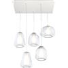 TopLight SOSPENSIONE BIANCO 5 LUCI RETTANGOLARE VETRI 1X ALPHA + 2X BETA + 2X GAMMA TRASPARENTI 1176BI-S5 R ABG-TR