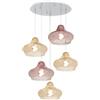 TopLight SOSPENSIONE BIANCO 5 LUCI TONDA VETRI (3 X PICCOLO AM + 2 X PICCOLO RU) 1191BI-S5 TP-AR