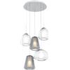 TopLight SOSPENSIONE BIANCO 5 LUCI TONDA VETRI (ALPHA TR) (BETA 2X TR) (GAMMA 2X FU) 1176BI-S5 T ABG-TF