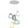 TopLight SOSPENSIONE BIANCO 5 LUCI TONDA VETRI (ALPHA VE) (BETA TR + BLU) (GAMMA FU + AM) 1176BI-S5 T ABG-MC