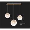 TopLight SOSP. CROMO 3 LUCI RETTANGOLARE VETRI (2 PICCOLI +1 MEDIO) TUTTI AMBRA 1194CR-S3 RPM-AM