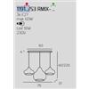 TopLight SOSP. OTTONE SATINATO 3 LUCI RETTANGOLARE VETRI (2 X PICCOLO + 1 X GRANDE) TUTTI ZAFFIRO 1191OS-S3 RMIX-ZA