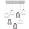 TopLight SOSPENSIONE BIANCO 7 LUCI RETTANGOLARE VETRI (ALPHA 2X TR) (BETA 2X TR) (GAMMA 3X FU) 1176BI-S7 R ABG-TF
