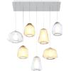 TopLight SOSPENSIONE BIANCO 7 LUCI RETTANGOLARE VETRI (ALPHA TR + AM) (BETA 1X TR + 2X AM) (GAMMA AM + TR) 1176BI-S7 R ABG-TA
