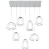 TopLight SOSPENSIONE BIANCO 7 LUCI RETTANGOLARE VETRI 2X ALPHA + 3X BETA + 2X GAMMA TRASPARENTI 1176BI-S7 R ABG-TR