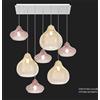 TopLight SOSP. OTTONE SATINATO 7 LUCI RETTANGOLARE VETRI (2 X PICCOLO AM + 2 X PICCOLO RU + 2 X GRANDE AM + 1 X GRANDE RU) 1191OS-S7 RMIX-AR