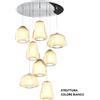 TopLight SOSPENSIONE BIANCO 8 LUCI TONDA VETRI 2X ALPHA + 3X BETA + 3X GAMMA AMBRA 1176BI-S8 T ABG-AM