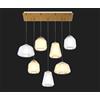 TopLight SOSPENSIONE OTTONE SAT. 7 LUCI RETTANGOLARE VETRI (ALPHA TR + AM) (BETA 1X TR + 2X AM) (GAMMA AM + TR) 1176OS-S7 R ABG-TA