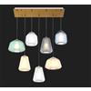 TopLight SOSPENSIONE OTTONE SAT. 7 LUCI RETTANGOLARE VETRI (ALPHA VE + AM) (BETA TR + BL) (GAMMA TR + AM + FU) 1176OS-S7 R ABG-MC