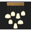 TopLight SOSPENSIONE OTTONE SAT. 7 LUCI RETTANGOLARE VETRI 2X ALPHA + 3X BETA + 2X GAMMA AMBRA 1176OS-S7 R ABG-AM