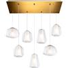 TopLight SOSPENSIONE OTTONE SAT. 7 LUCI RETTANGOLARE VETRI 2X ALPHA + 3X BETA + 2X GAMMA TRASPARENTI 1176OS-S7 R ABG-TR