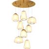 TopLight SOSPENSIONE OTTONE SAT. 8 LUCI TONDA VETRI 2X ALPHA + 3X BETA + 3X GAMMA AMBRA 1176OS-S8 T ABG-AM