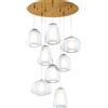 TopLight SOSPENSIONE OTTONE SAT. 8 LUCI TONDA VETRI 2X ALPHA + 3X BETA + 3X GAMMA TRASPARENTI 1176OS-S8 T ABG-TR