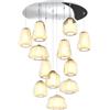TopLight SOSPENSIONE CROMO 12 LUCI TONDA VETRI 3X ALPHA + 4X BETA + 5X GAMMA AMBRA 1176CR-S12 T ABG-AM