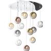 TopLight SOSPENSIONE CROMO 12 LUCI TONDA VETRI 3X TR + 3X AM + 2X FU + 2X RA + 2X OR 1184CR-S12 T-MC