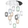 TopLight SOSPENSIONE CROMO 12 LUCI TONDA VETRI 3X TR + 3X AM + 2X FU + 2X VE + 2X BL 1181CR-S12 T-MC