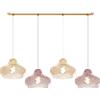 TopLight SOSPENSIONE OTTONE SATINATO 4 LUCI RETTANGOLARE VETRI (2 X PICCOLO AM + 2 X PICCOLO RU) 1191OS-S4 RP-AR