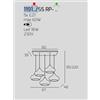 TopLight SOSPENSIONE OTTONE SATINATO 5 LUCI RETTANGOLARE VETRI (3 X PICCOLO AM + 2 X PICCOLO RU) 1191OS-S5 RP-AR