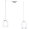 TopLight SOSPENSIONE BIANCO 2 LUCI SPOSTABILE VETRI BETA + GAMMA TRASPARENTI 1176BI-S2 S BG-TR
