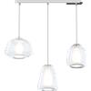 TopLight SOSPENSIONE CROMO 3 LUCI RETTANGOLARE VETRI ALPHA + BETA + GAMMA TRASPARENTI 1176CR-S3 R ABG-TR