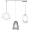 TopLight SOSPENSIONE CROMO 3 LUCI RETTANGOLARE VETRI ALPHA TR + BETA TR + GAMMA FU 1176CR-S3 R ABG-TF