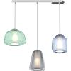 TopLight SOSPENSIONE CROMO 3 LUCI RETTANGOLARE VETRI ALPHA VE + BETA BL + GAMMA FU 1176CR-S3 R ABG-MC