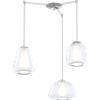 TopLight SOSPENSIONE CROMO 3 LUCI SPOSTABILE VETRI ALPHA + BETA + GAMMA TRASPARENTI 1176CR-S3 S ABG-TR