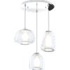 TopLight SOSPENSIONE CROMO 3 LUCI TONDA VETRI ALPHA + BETA + GAMMA TRASPARENTI 1176CR-S3 T ABG-TR
