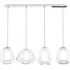 TopLight SOSPENSIONE CROMO 4 LUCI RETTANGOLARE VETRI ALPHA + 2X BETA + GAMMA TRASPARENTI 1176CR-S4 R ABG-TR