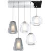 TopLight SOSPENSIONE CROMO 5 LUCI RETTANGOLARE VETRI (ALPHA TR) (BETA 2X TR) (GAMMA 2X FU) 1176CR-S5 R ABG-TF