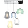 TopLight SOSPENSIONE CROMO 5 LUCI RETTANGOLARE VETRI (ALPHA VE) (BETA TR + BL) (GAMMA FU + AM) 1176CR-S5 R ABG-MC