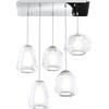 TopLight SOSPENSIONE CROMO 5 LUCI RETTANGOLARE VETRI 1X ALPHA + 2X BETA + 2X GAMMA TRASPARENTI 1176CR-S5 R ABG-TR