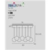 TopLight SOSPENSIONE CROMO 7 LUCI RETTANGOLARE VETRI OR + BR + RA + 2X AM + 2X FU 1184CR-S7 R-MS